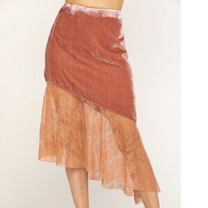 Free People Asymmetrical Skirt in Rust and Peach